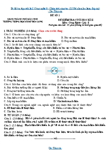 Bộ đề ôn tập cuối kì 2 Công nghệ 8 - Chân trời sáng tạo (12 Đề chọn lọc kèm đáp án)