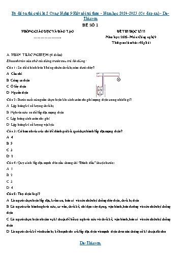 Bộ đề ôn thi cuối kì 2 Công Nghệ 9 Kết nối tri thức - Năm học 2024-2025 (Có đáp án)