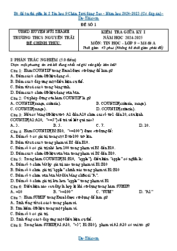 Bộ đề ôn thi giữa kì 2 Tin học 9 Chân Trời Sáng Tạo - Năm học 2024-2025 (Có đáp án)
