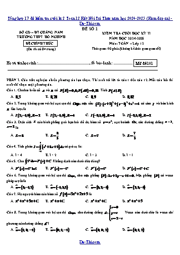 Tổng hợp 17 đề kiểm tra cuối kì 2 Toán 12 Kết Nối Tri Thức năm học 2024-2025 (Kèm đáp án)