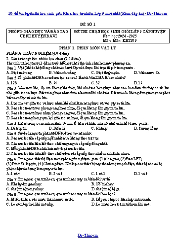 Bộ đề ôn luyện thi học sinh giỏi Khoa học tự nhiên Lớp 9 mới nhất (Kèm đáp án)