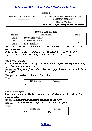 Bộ đề ôn luyện thi Học sinh giỏi Tin học 8 (Kèm đáp án)
