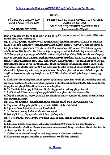 Bộ đề ôn luyện thi HSG môn GDKT&PL Lớp 12 (Có đáp án)
