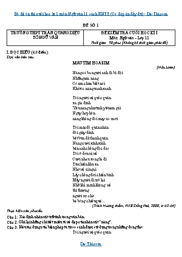 Bộ đề ôn thi cuối học kì 1 môn Ngữ văn 11 sách KNTT (Có đáp án đầy đủ)