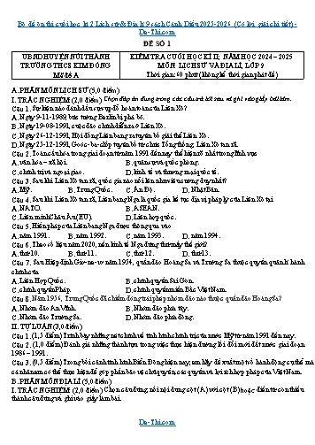 Bộ đề ôn thi cuối học kì 2 Lịch sử & Địa lí 9 sách Cánh Diều 2025-2026 (Có lời giải chi tiết)
