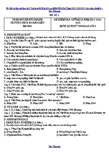 Bộ đề ôn thi cuối học kì 2 Lịch sử & Địa lí 9 sách Kết Nối Tri Thức 2025-2026 (Có lời giải chi tiết)