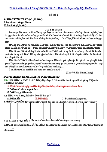Bộ đề ôn thi cuối kì 1 Tiếng Việt 3 Kết Nối Tri Thức (Có đáp án đầy đủ)