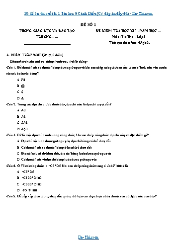 Bộ đề ôn thi cuối kì 1 Tin học 8 Cánh Diều (Có đáp án đầy đủ)