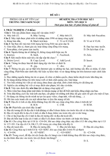 Bộ đề ôn thi cuối kì 1 Tin học 8 Chân Trời Sáng Tạo (Có đáp án đầy đủ)