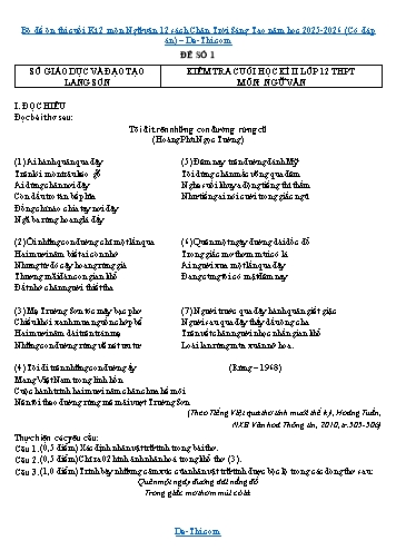 Bộ đề ôn thi cuối Kì 2 môn Ngữ văn 12 sách Chân Trời Sáng Tạo năm học 2025-2026 (Có đáp án)