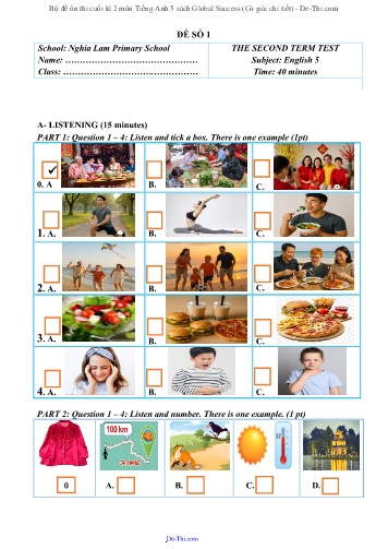 Bộ đề ôn thi cuối kì 2 môn Tiếng Anh 5 sách Global Success (Có giải chi tiết)
