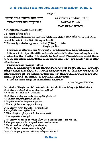 Bộ đề ôn thi cuối kì 2 Tiếng Việt 2 Kết nối tri thức (Có đáp án đầy đủ)