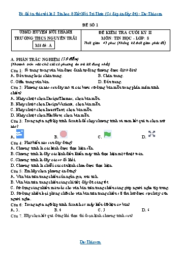 Bộ đề ôn thi cuối kì 2 Tin học 8 Kết Nối Tri Thức (Có đáp án đầy đủ)