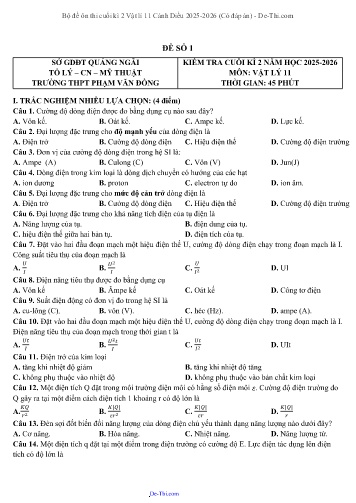 Bộ đề ôn thi cuối kì 2 Vật lí 11 Cánh Diều 2025-2026 (Có đáp án)