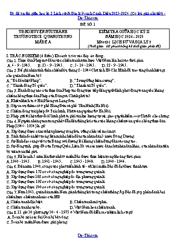 Bộ đề ôn thi giữa học kì 2 Lịch sử & Địa lí 9 sách Cánh Diều 2025-2026 (Có lời giải chi tiết)