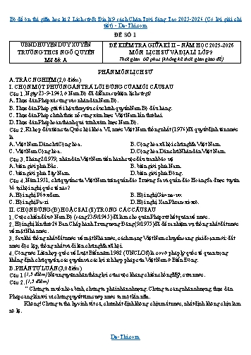 Bộ đề ôn thi giữa học kì 2 Lịch sử & Địa lí 9 sách Chân Trời Sáng Tạo 2025-2026 (Có lời giải chi tiết)