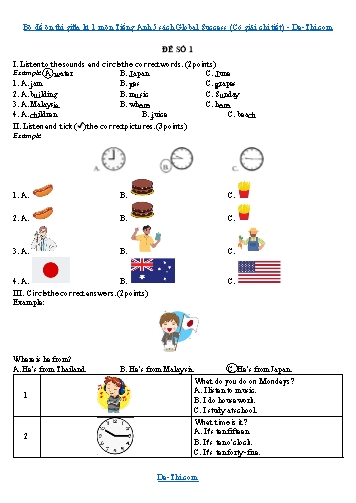 Bộ đề ôn thi giữa kì 1 môn Tiếng Anh 5 sách Global Success (Có giải chi tiết)