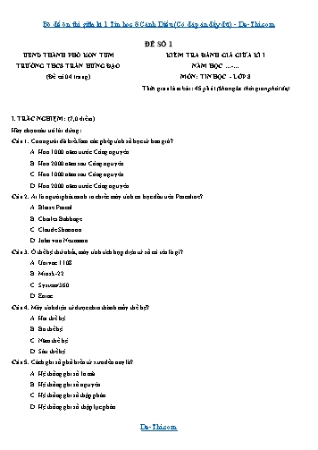 Bộ đề ôn thi giữa kì 1 Tin học 8 Cánh Diều (Có đáp án đầy đủ)