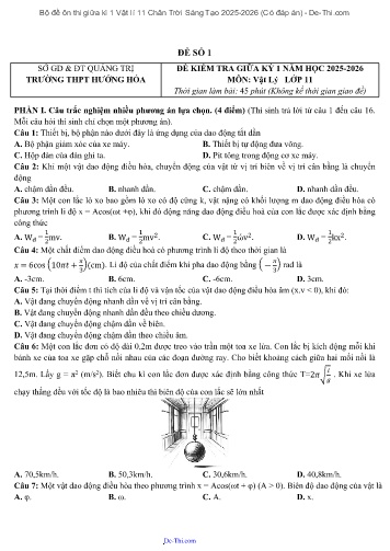 Bộ đề ôn thi giữa kì 1 Vật lí 11 Chân Trời Sáng Tạo 2025-2026 (Có đáp án)