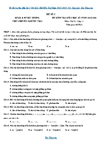 Bộ đề ôn thi giữa kì 1 Vật lí 11 Kết Nối Tri Thức 2025-2026 (Có đáp án)