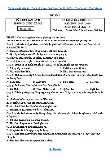 Bộ đề ôn thi giữa kì 2 Địa lí 12 Chân Trời Sáng Tạo 2025-2026 (Có đáp án)