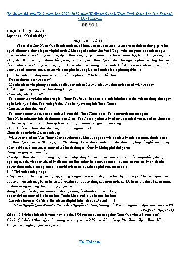 Bộ đề ôn thi giữa Kì 2 năm học 2025-2026 môn Ngữ văn 9 sách Chân Trời Sáng Tạo (Có đáp án)