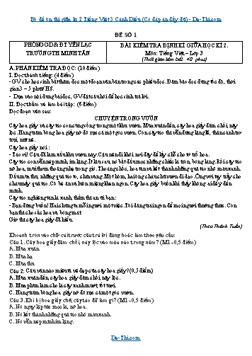 Bộ đề ôn thi giữa kì 2 Tiếng Việt 3 Cánh Diều (Có đáp án đầy đủ)