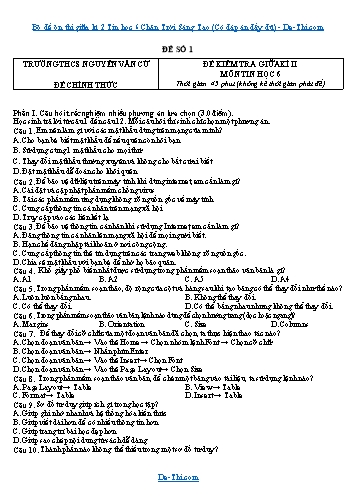 Bộ đề ôn thi giữa kì 2 Tin học 6 Chân Trời Sáng Tạo (Có đáp án đầy đủ)