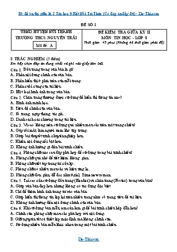 Bộ đề ôn thi giữa kì 2 Tin học 8 Kết Nối Tri Thức (Có đáp án đầy đủ)