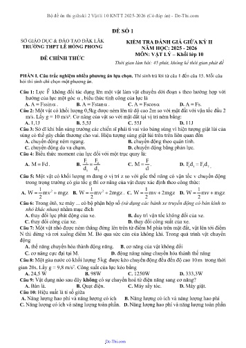 Bộ đề ôn thi giữa kì 2 Vật lí 10 KNTT 2025-2026 (Có đáp án)