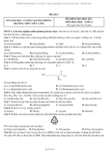 Bộ đề ôn thi Hóa học 12 cuối Kì 1 sách Cánh Diều (Có lời giải chi tiết)