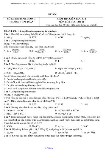 Bộ đề ôn thi Hóa học Lớp 11 sách Cánh Diều giữa Kì 1 (Có đáp án chuẩn)