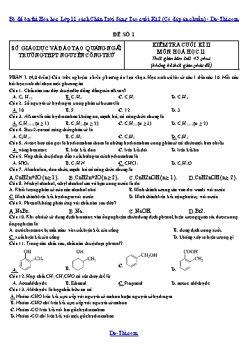 Bộ đề ôn thi Hóa học Lớp 11 sách Chân Trời Sáng Tạo cuối Kì 2 (Có đáp án chuẩn)