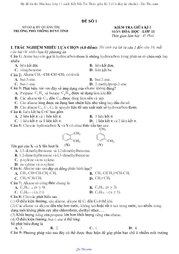 Bộ đề ôn thi Hóa học Lớp 11 sách Kết Nối Tri Thức giữa Kì 2 (Có đáp án chuẩn)