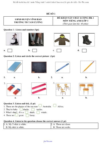 Bộ đề ôn thi học kì 1 môn Tiếng Anh 3 sách Global Success (Có giải chi tiết)