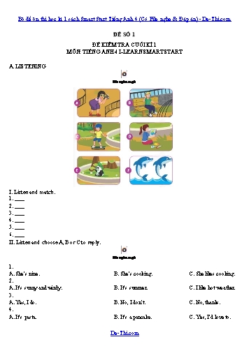 Bộ đề ôn thi học kì 1 sách Smart Start Tiếng Anh 4 (Có File nghe & Đáp án)