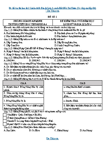 Bộ đề ôn thi học kì 2 Lịch sử & Địa lý Lớp 4 sách Kết Nối Tri Thức (Có đáp án đầy đủ)