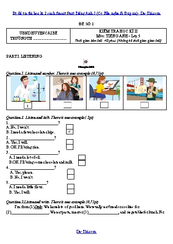 Bộ đề ôn thi học kì 2 sách Smart Start Tiếng Anh 5 (Có File nghe & Đáp án)