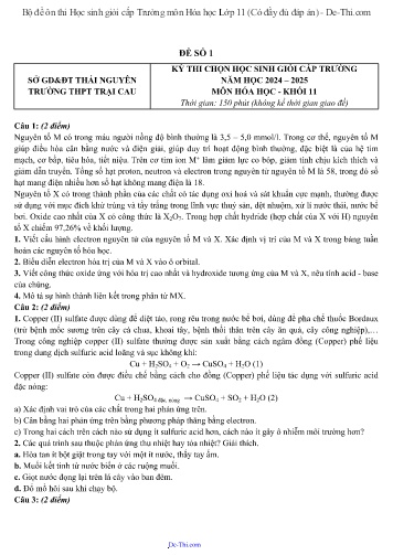 Bộ đề ôn thi Học sinh giỏi cấp Trường môn Hóa học Lớp 11 (Có đầy đủ đáp án)