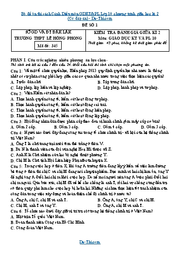 Bộ đề ôn thi sách Cánh Diều môn GDKT&PL Lớp 10 chương trình giữa học kì 2 (Có đáp án)