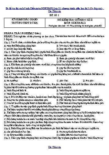 Bộ đề ôn thi sách Cánh Diều môn GDKT&PL Lớp 11 chương trình giữa học kì 2 (Có đáp án)