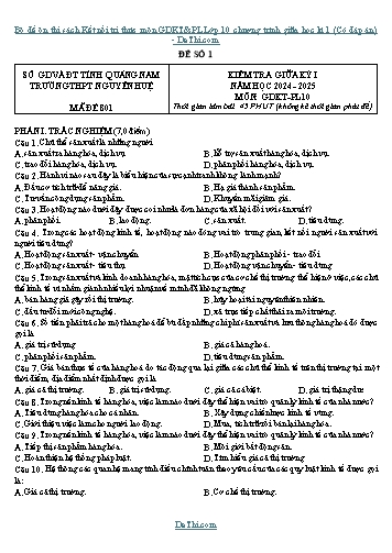 Bộ đề ôn thi sách Kết nối tri thức môn GDKT&PL Lớp 10 chương trình giữa học kì 1 (Có đáp án)