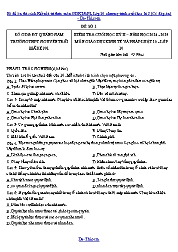 Bộ đề ôn thi sách Kết nối tri thức môn GDKT&PL Lớp 10 chương trình cuối học kì 2 (Có đáp án)