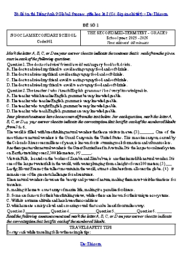 Bộ đề ôn thi Tiếng Anh 9 Global Success giữa học kì 2 (Có đáp án chi tiết)