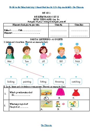 Bộ đề ôn thi Tiếng Anh Lớp 3 Smart Start học kì 2 (Có đáp án chi tiết)