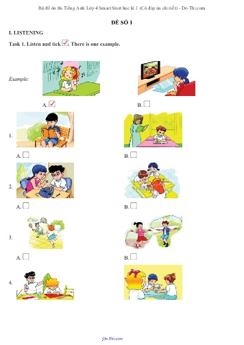 Bộ đề ôn thi Tiếng Anh Lớp 4 Smart Start học kì 1 (Có đáp án chi tiết)