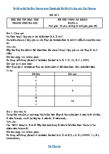 Bộ đề ôn thi Tin Học Trẻ các vòng Thành phố Hà Nội (Có đáp án)