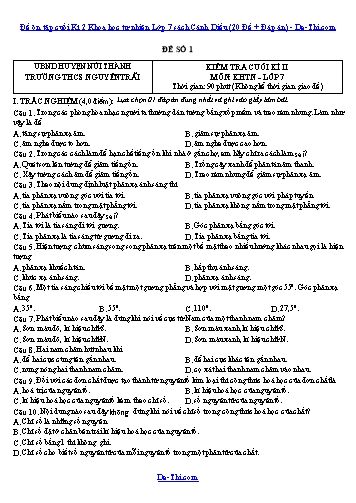 Đề ôn tập cuối Kì 2 Khoa học tự nhiên Lớp 7 sách Cánh Diều (20 Đề + Đáp án)