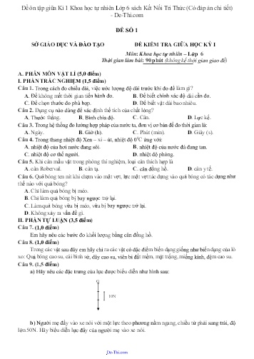 Đề ôn tập giữa Kì 1 Khoa học tự nhiên Lớp 6 sách Kết Nối Tri Thức (Có đáp án chi tiết)