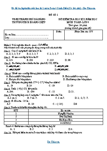 Bộ đề ôn luyện thi cuối học kì 1 môn Toán 6 Cánh Diều (Có lời giải)